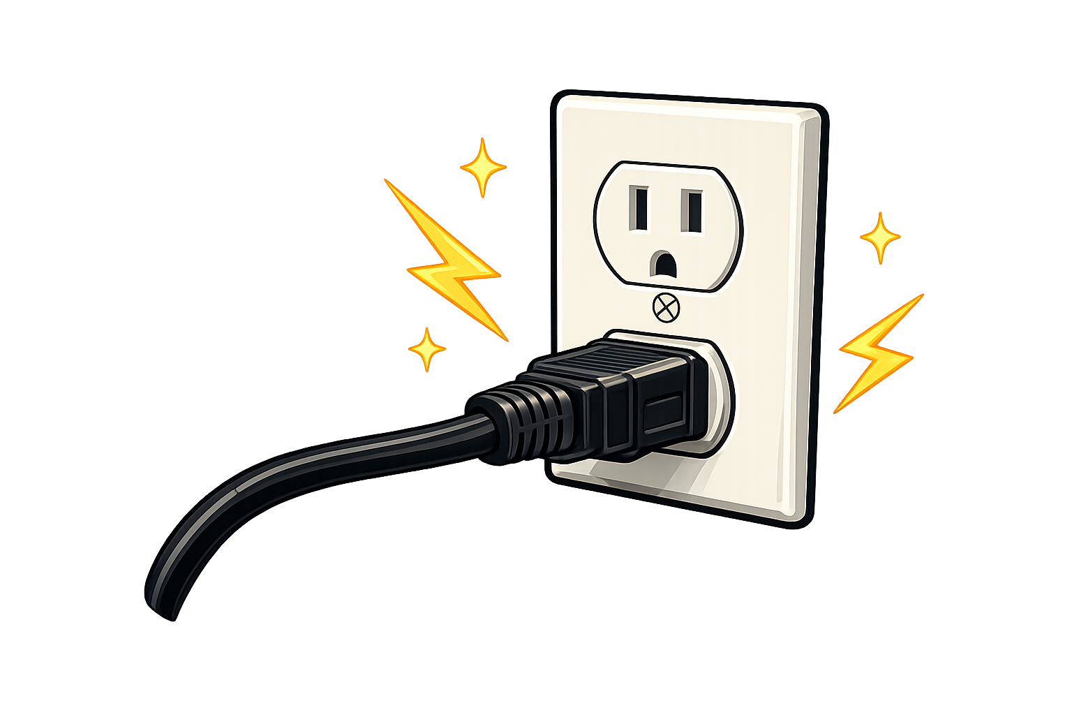 Cable plugging into an electrical outlet